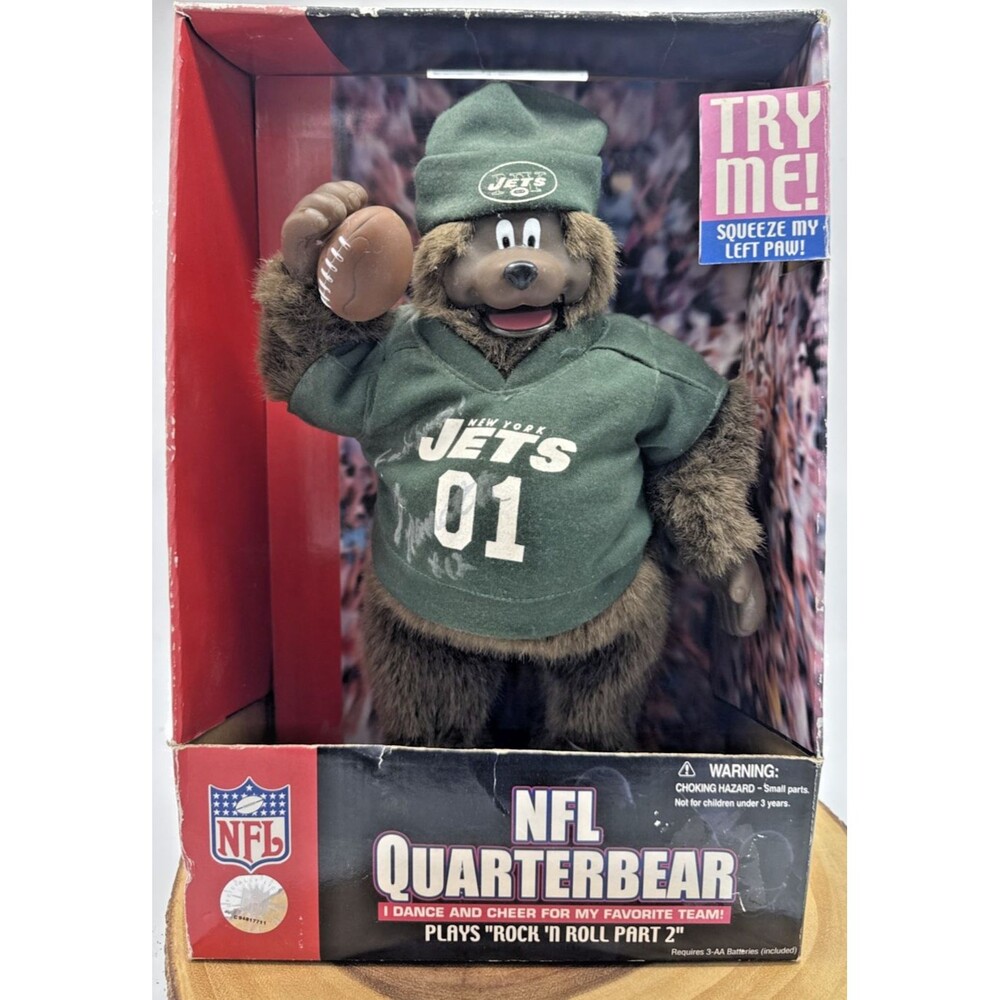 Vintage Gemmy NFL NY Jets QuarterBear Signed By Joe Namath #12 1972 RARE (Read)